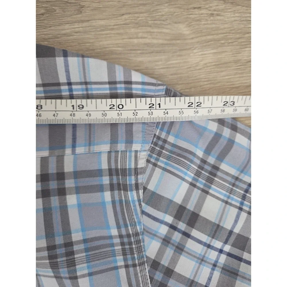 Architect Blue Gray Plaid Short Sleeve Button Shirt XLT - Picture 5 of 7